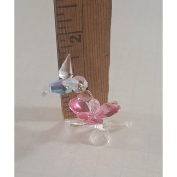 Iris Arc Peacock & Crystal World Hummingbird W Flower Figures Crystal Miniatures - Picture 6 of 6